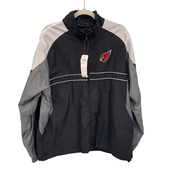 NFL Arizona Cardinals Full Zip Windbreaker Jacket Mens Large Black Polyester NEW - Picture 1 of 8